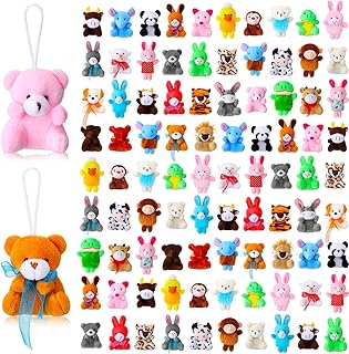 150 Pcs Small Stuffed Animals Bulk Mini Animals Plush Toys Small Stuffed Animal Keychain Tiny Stuffed Animals Toys for Prize Easter Goodie Bag Claw Machine Fillers Christmas Valentine Gift(Animal)