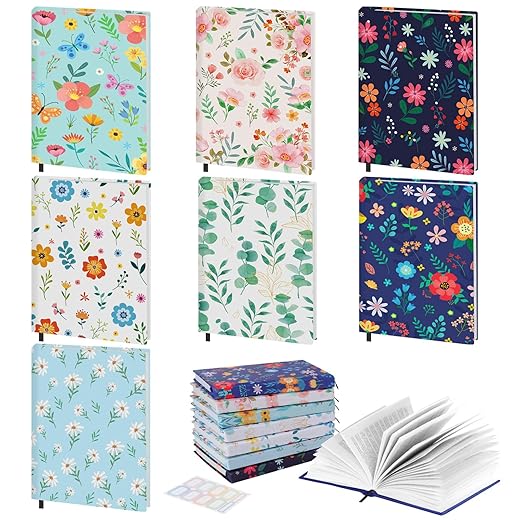 MoKo Book Cover, Stretchable Reusable Jumbo Book Cover Protector for Textbook Hardcover Books up to 9x11 in, Fabric Books Sox, Back to School Supplies, 7 Pcs, Flowers