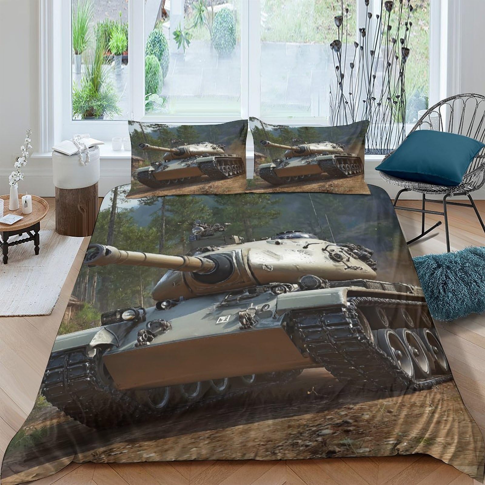 Ctjqhvkz Style-8 3D Printed Military Tank Fitted Sheet Microfiber Durable Camouflage Bed Cover For Bedroom Guestroom Mattress Decor Single（135X200cm）
