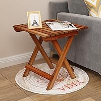 VDIX Handmade Wooden Outdoor Adirondack Natural Brown Foldable Coffee TablePatio End Table for Poolside GardenLiving...