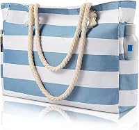 Pleneal Large Waterproof Beach Bag for Women - Zipper Sandproof Tote with Wet Pocket, Pool Swim Travel Essential