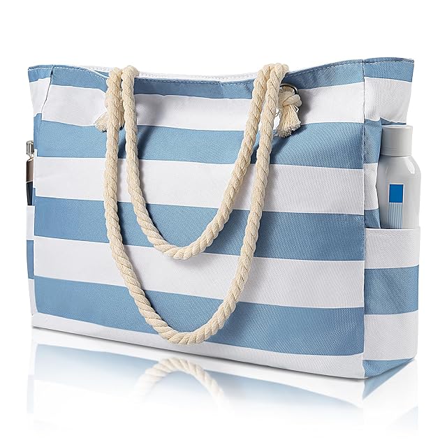 Pleneal Beach Bags For Women - Large Beach Bags with Zipper Waterproof Sandproof Swim Pool Beach Bag