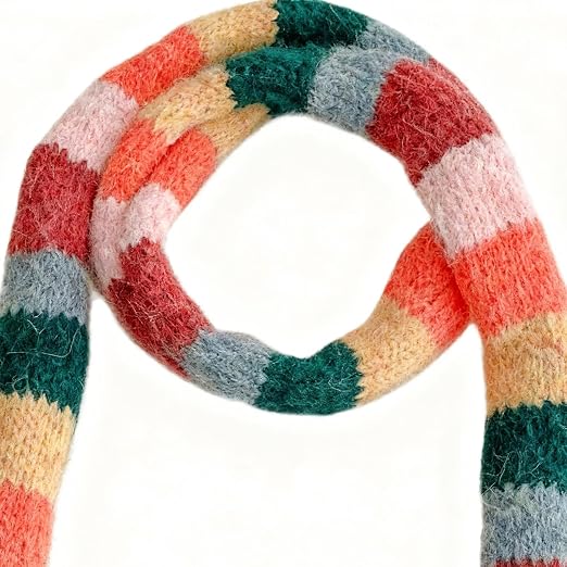 Uqezagpa Sciarpa da donna, Colorblocks, sciarpa a righe, morbida, comoda, per autunno e inverno, comoda, 1, 10*180CM