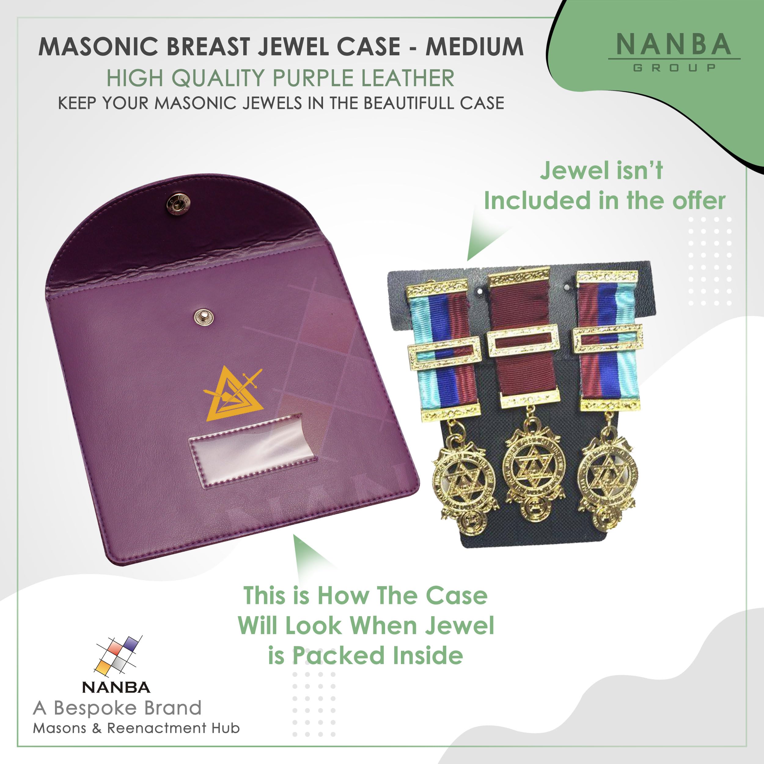 Masonic Regalia Pocket Jewel Holder Case Leather Carry Wallet - Freemason Jewels, Pins & Badges Holder - TOSL Gold & Silver