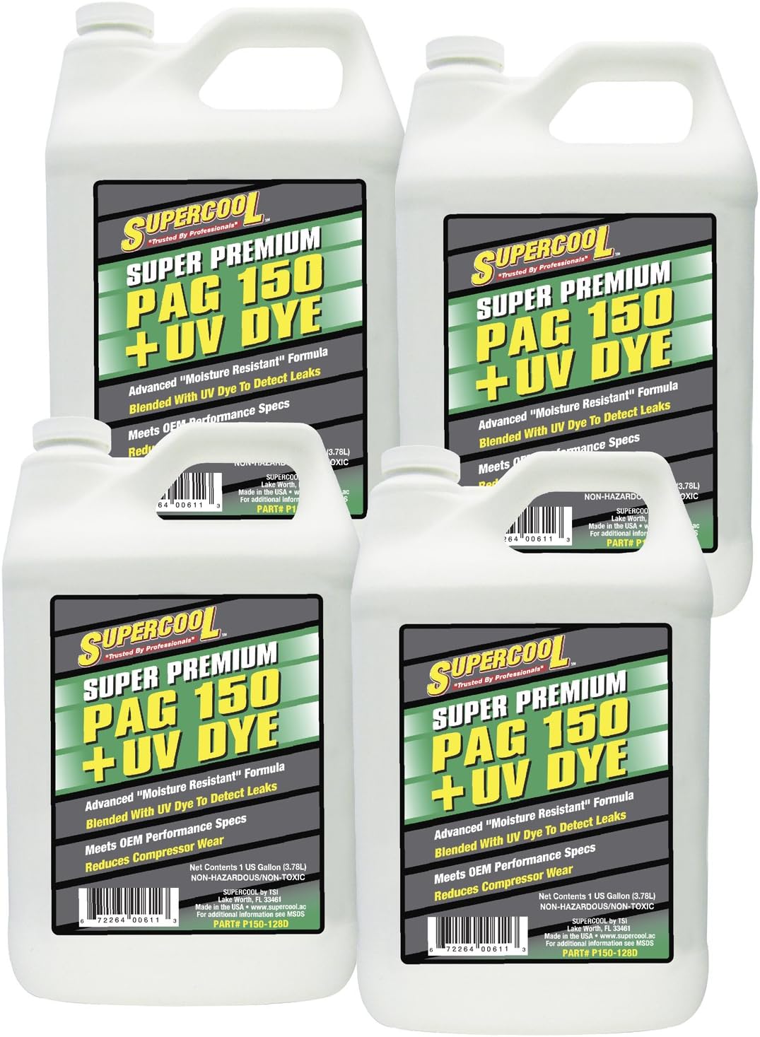 TSI SupercoolP150-128D-4CP PAG 150-Viscosity Plus U/V Dye Oil - 1 Gallon, 4 Pack