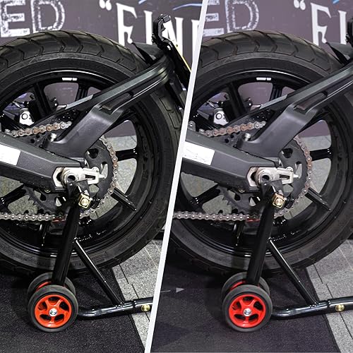 Miniatura 7 de MOTO4U Soporte de bicicleta deportiva para motocicleta, rueda trasera, basculante, carrete de elevación, soportes para paddock (adaptador trasero L