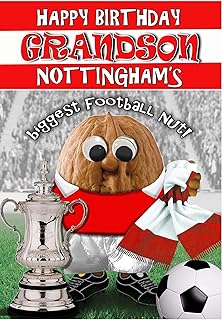 Kartka urodzinowa dla wnuka – las Nottingham – piłka nożna sportowa nakrętka