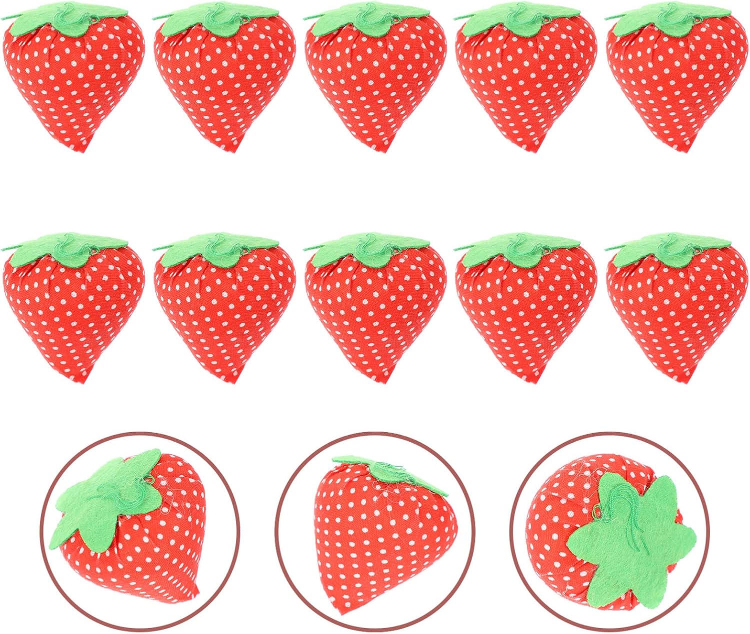 Ciieeo 50 Pcs Strawberry Pin Pack Pillow Decor Quilting Supplies Retro Decor Wrist Strap Pin Cushions Japanese Decor Wraps Bed Pillows Sewing Needles Holder Crochet Polyester Pedestal