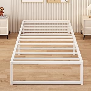 Cama Individual de Metal 80x190 cm, Estructura Cama de Metal con Soporte de Listones de Acero, Fácil Montaje, Sin Ruido, No se Necesita Colchón de Muelles, 30 cm de Altura, Blanco