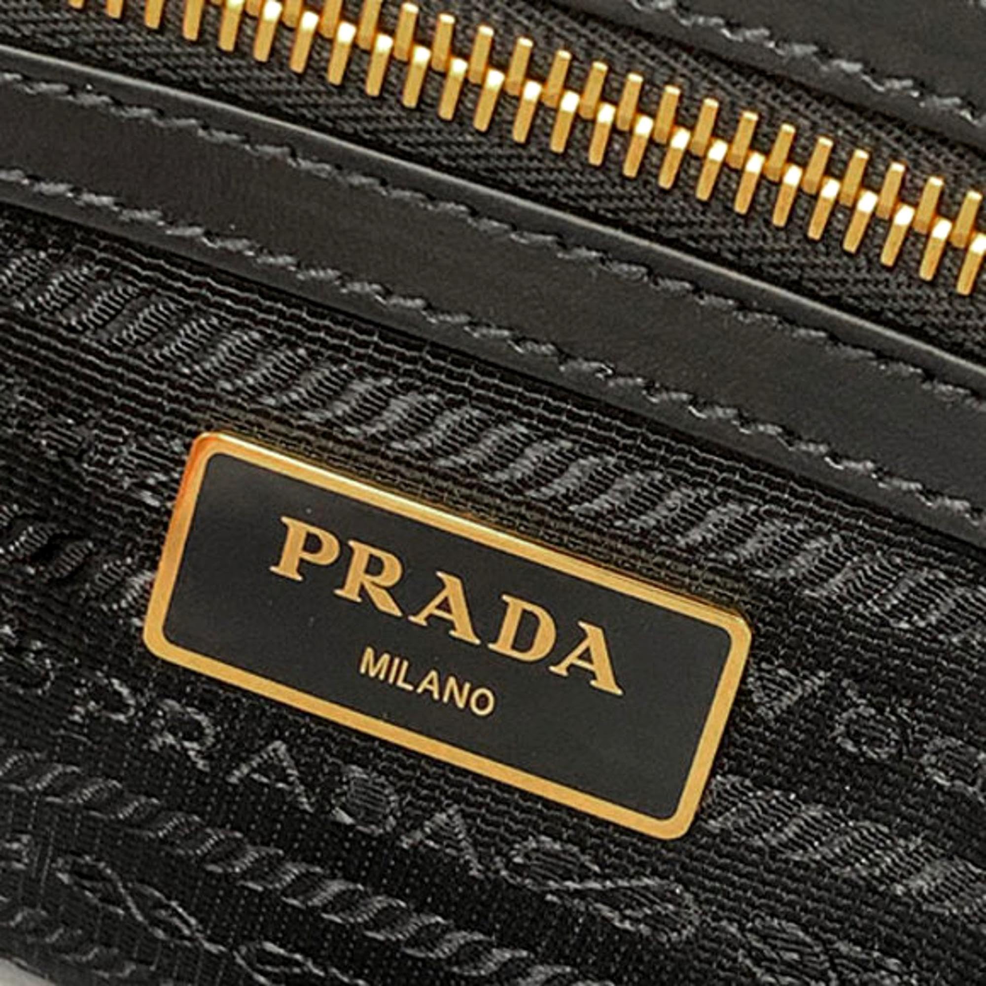 Pradawomens Logo Jacquard Black Canvas Satchel Crossbody Bag