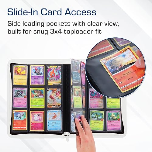 Miniatura 6 de BCW Z-Folio - Álbum LX de 9 bolsillos - Blanco  Organizador de tarjetas con cremallera segura  Carpeta de colección de tarjetas de cuero sintético