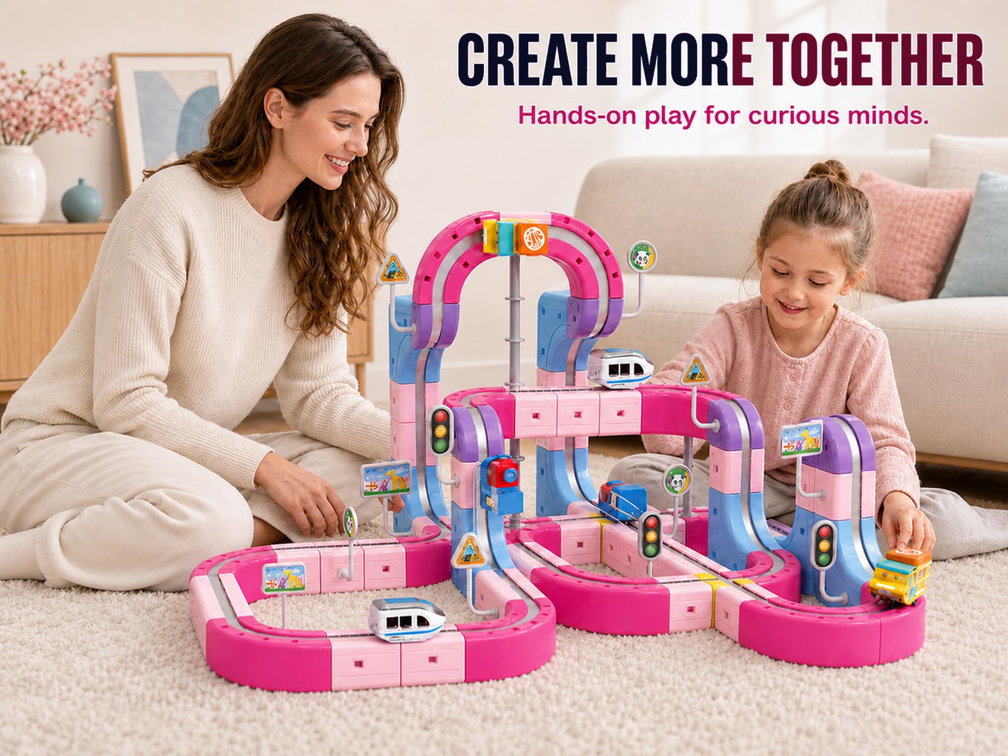 Magnetic Electric Train Set, 152 Pieces, 2 Motorized Vehicle -6