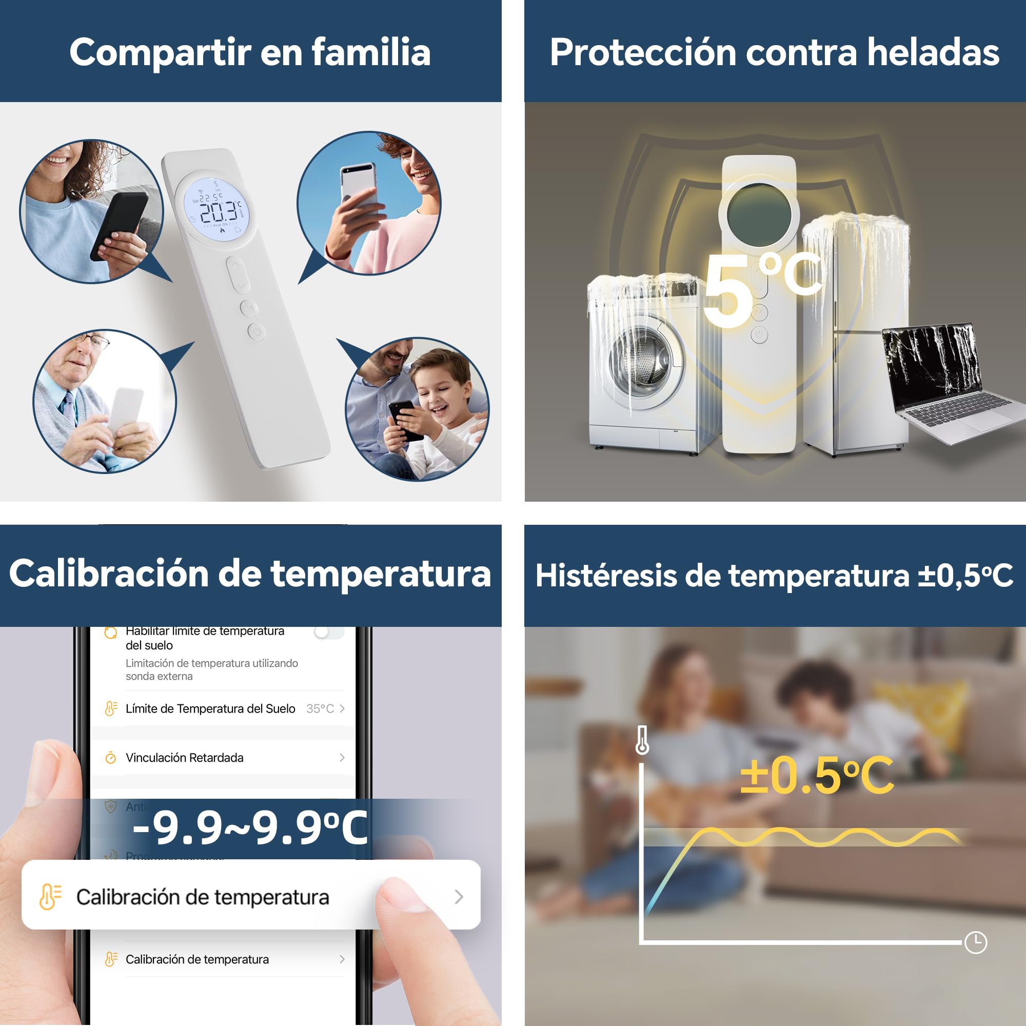 Termostato WiFi Caldera de Gas, Digital Inteligente Programable Semanal a Pilas - Compatible con Alexa, Google Assistant y Tuya Control