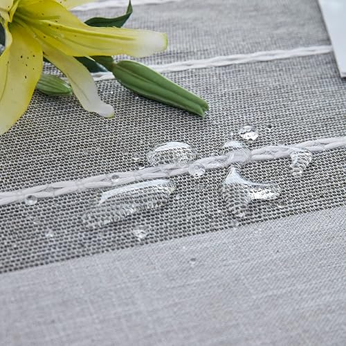 Miniatura 4 de Mantel de arpillera impermeable con borla, lino y algodón, bordado rústico, sin arrugas, lavable para fiestas en interiores y exteriores, cuadrado,