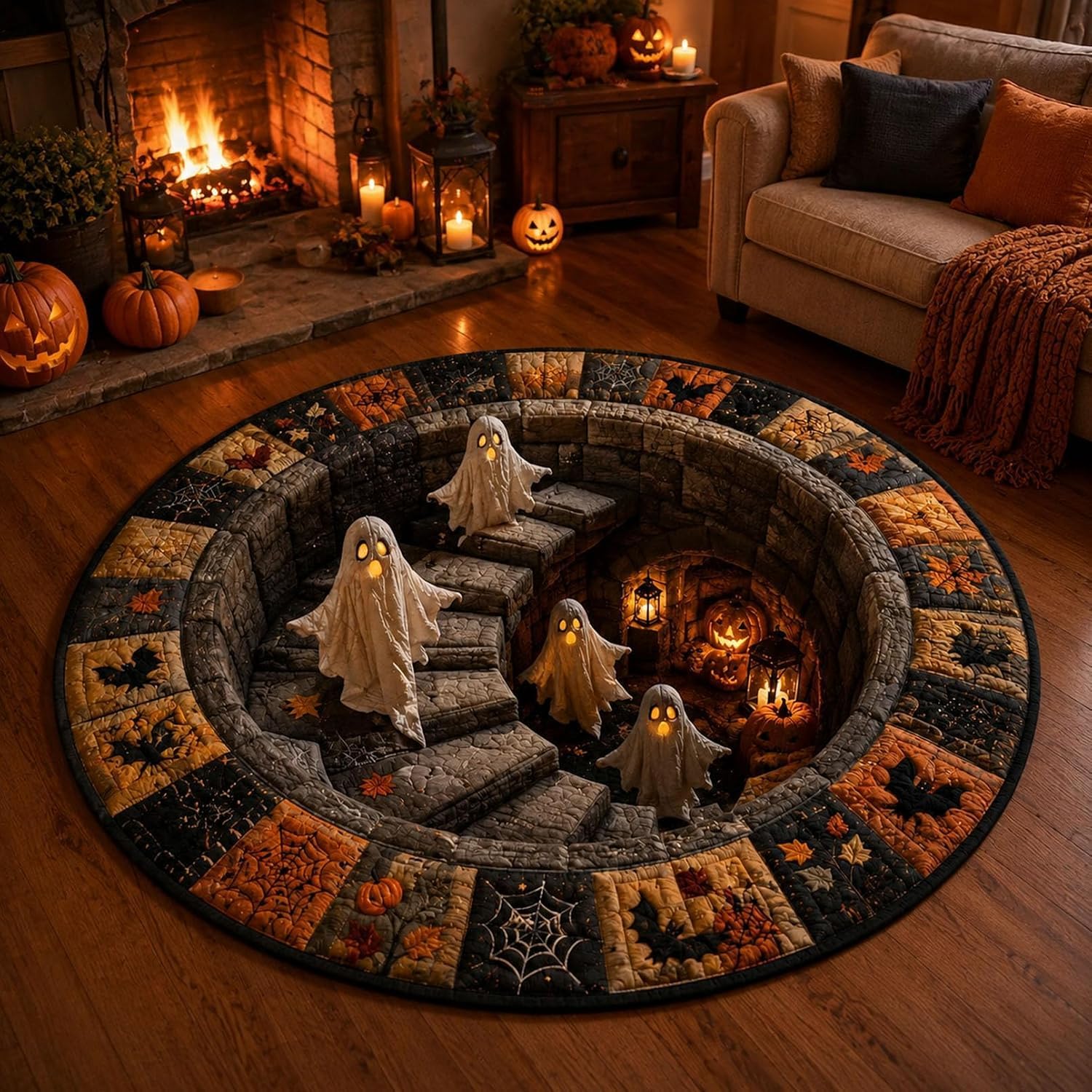 Photo 1 of Mashand 3D Ghost Skeleton Halloween Rug Round 24 inches