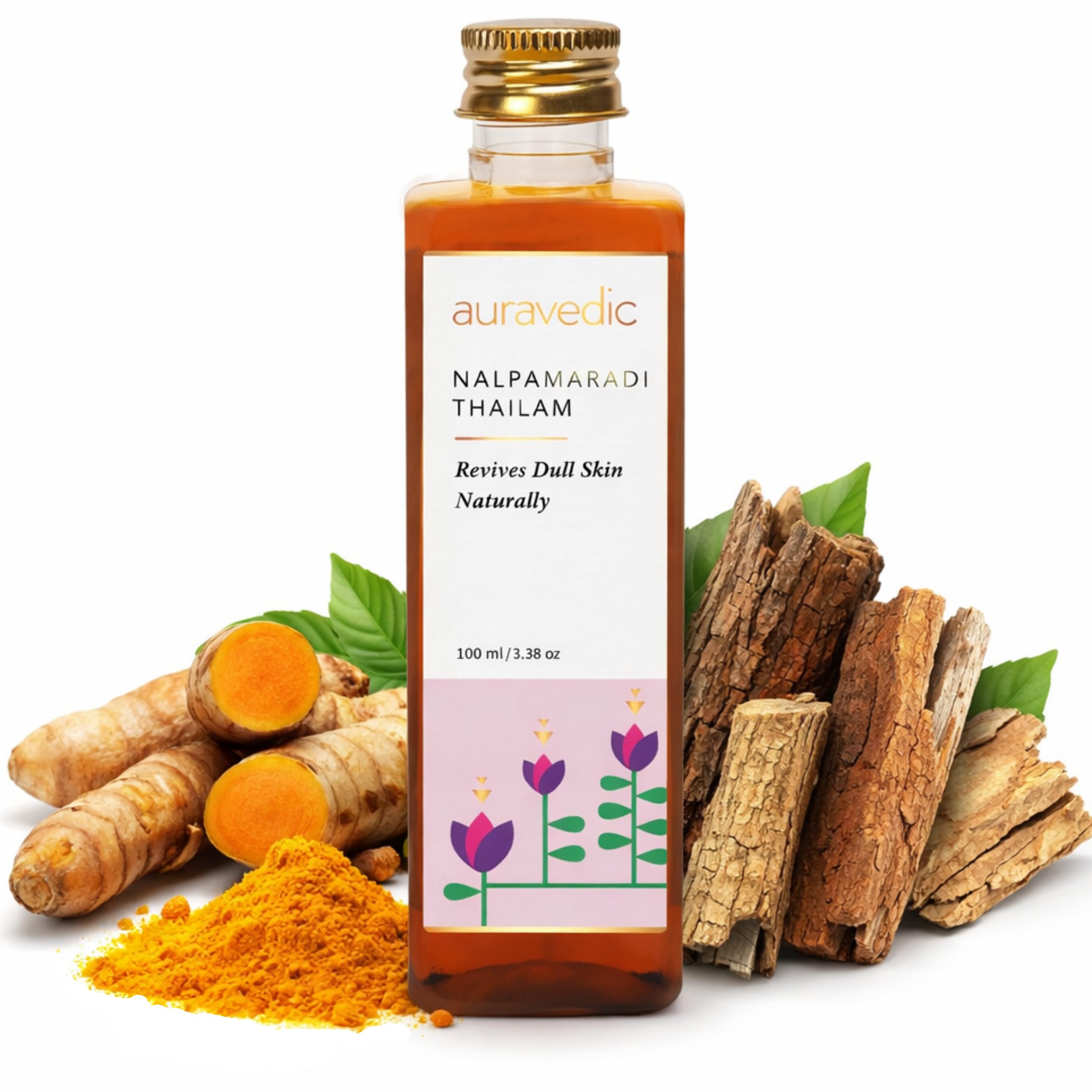 Auravedic Nalpamaradi Thailam Face Oil | Ayurvedic Herbal Massage Oil | Helps Revive Dull Skin & Reduce Facial Lines | Moisturising & Nourishing Skincare | Lightweight & Non-Greasy | 100ml