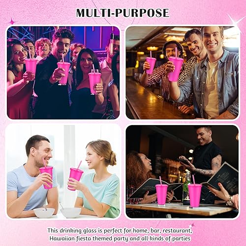 Miniatura 6 de 6 vasos reutilizables con tapas y pajitas, vaso de plástico para café helado, taza de viaje con purpurina para jugos de batidos, fiesta de