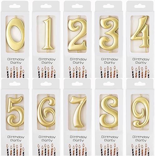 PHD CAKE 10 velas de cumpleaños con números dorados del 0 al 9, cumpleaños número uno, velas de números dorados, celebración de fiesta, baby showers