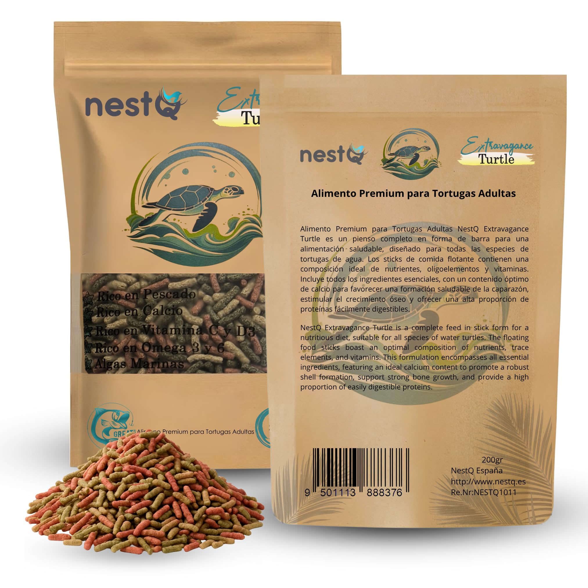 Nourriture Tortues D’Eau Granulés Flottants pour Tortues Aquatiques Alimentation Complète Riche en Calcium Favorise La Croissance Et Renforce La Carapace 200g