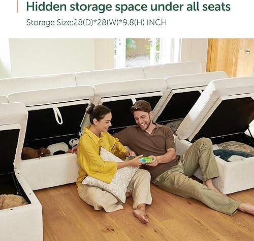 Miniatura 3 de HONBAY - Sofá seccional con asientos de almacenamiento, sofá seccional modular con otomano de almacenamiento, sofás seccionales en forma de U para