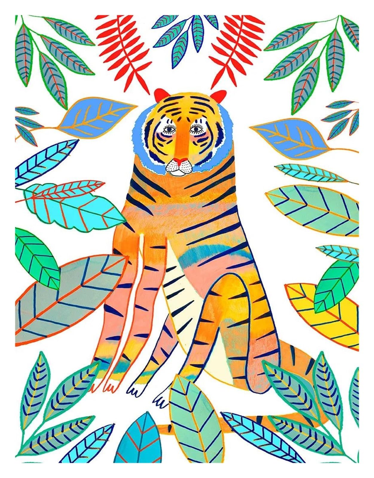 Tableau d'Art Mural Tendance Tigre Jungle pour Chambre d'Enfants