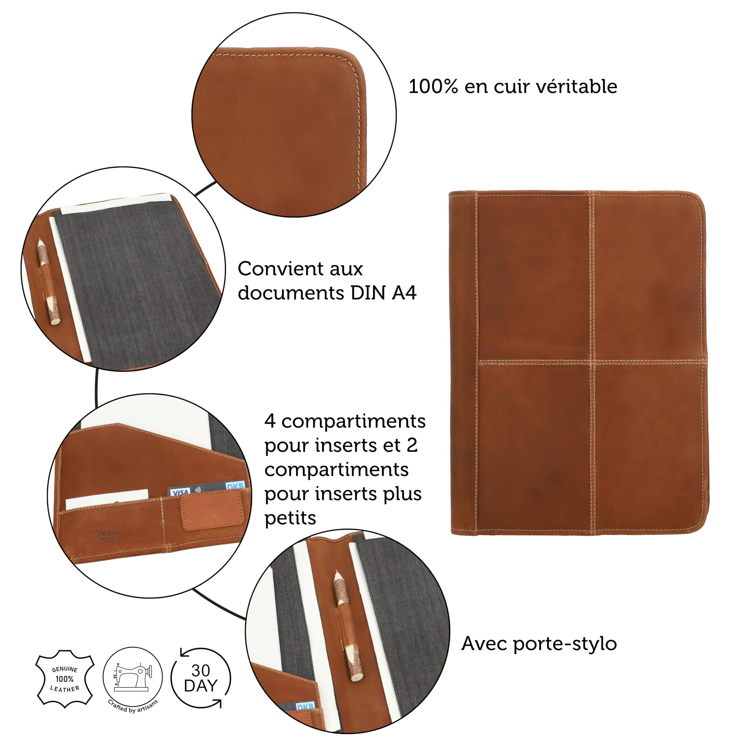 Porte-documents - Gusti Cuir studio "Adrian" organizer porte-bloc pochette tablette 9.7" homme femme cuir de buffle marron clair 2S37-20-5wp