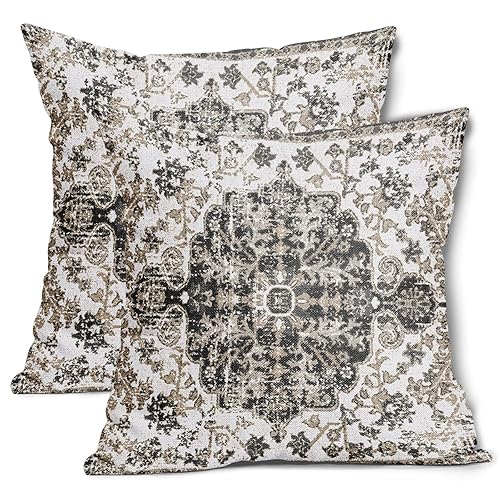 Black White Grey Ethnic Boho Throw Pillow Covers 18X18 Inches
