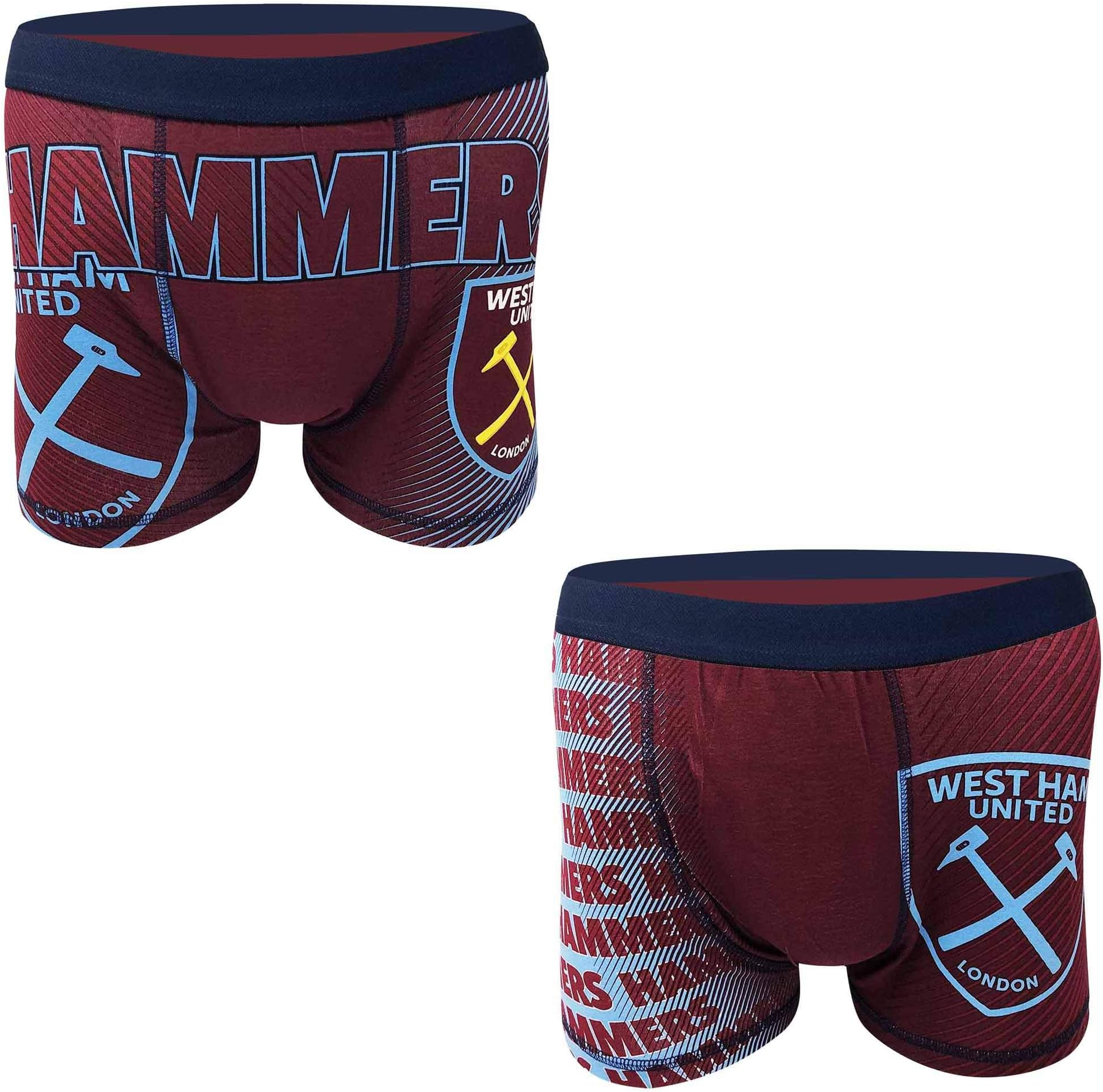 Official Adults West Ham United Boxer Shorts (Twin Pack Sizes S to XL) Gift Set