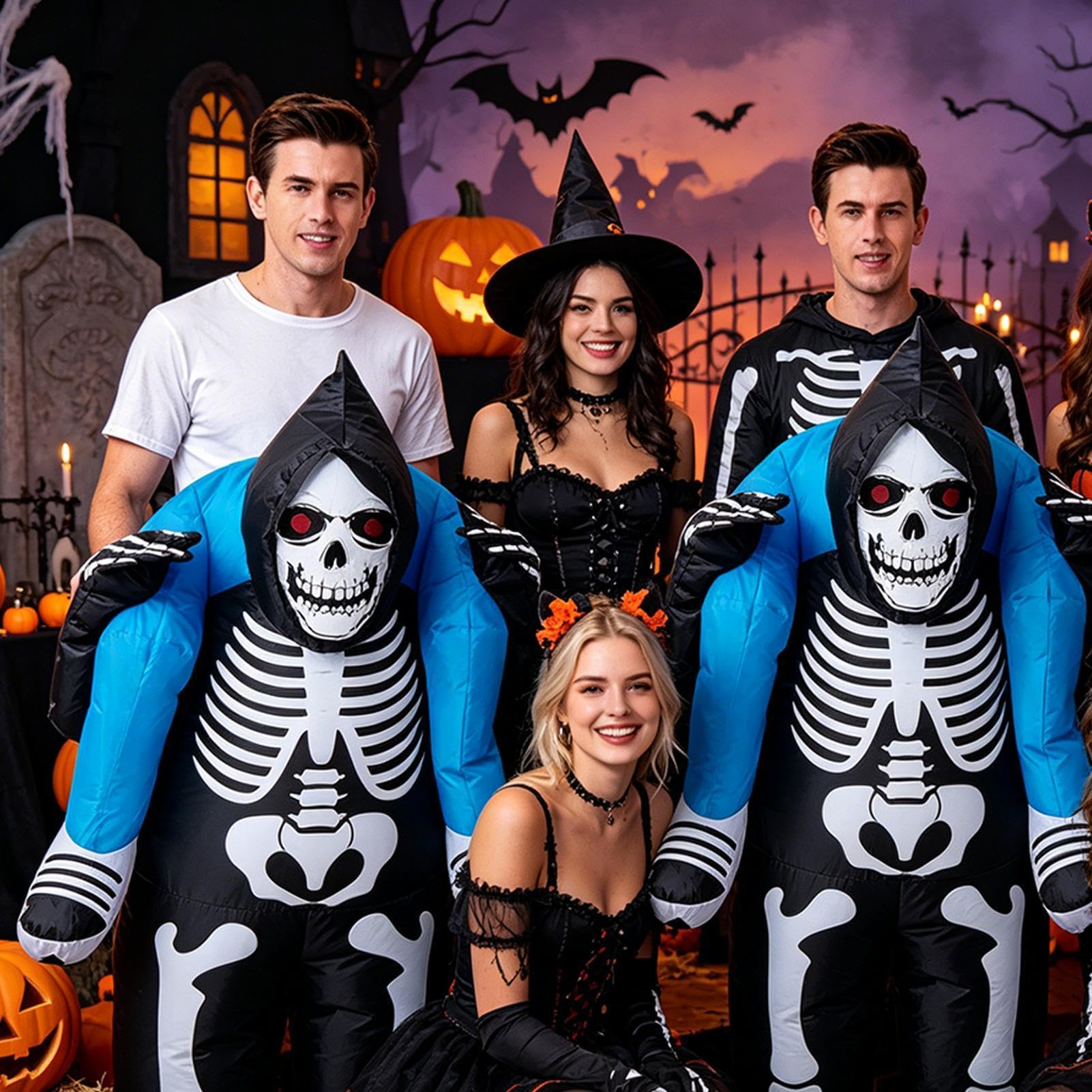Nadmuchiwane kostiumy Halloween Szkielet Dmuchany Do Jazdy i Siedzenia | Straszne nadmuchiwane kostiumy Halloween Dla parad grupowych, parad na świeżym powietrzu i spotkań