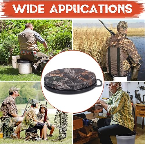 Miniatura 9 de WarBull Asiento de cubo de 5 galones, asiento giratorio de 360 grados, tapa de asiento de cubo con funda impermeable para caza de pato paloma,