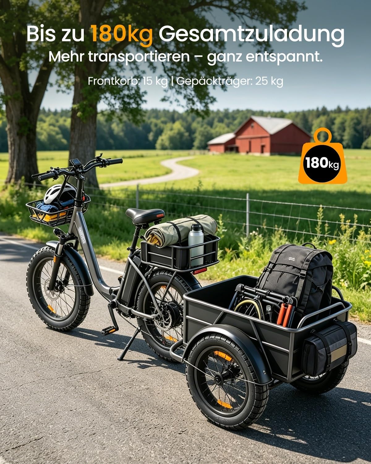 HANEVEAR Elektrofahrrad E Bike Klapprad mit 24Ah/48V Lithium-Akku | bis zu 140km, Fatbike Ebike mit Hydraulische Bremse, 250W 65Nm Heckmotor, Elektrofahrrad für Erwachsene