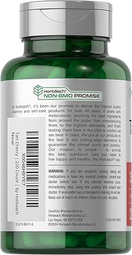 Miniatura 3 de Horbäach Cápsulas de extracto de cereza ácida  3600 mg  220 píldoras  Sin OMG, sin gluten  Suplemento herbario tradicional