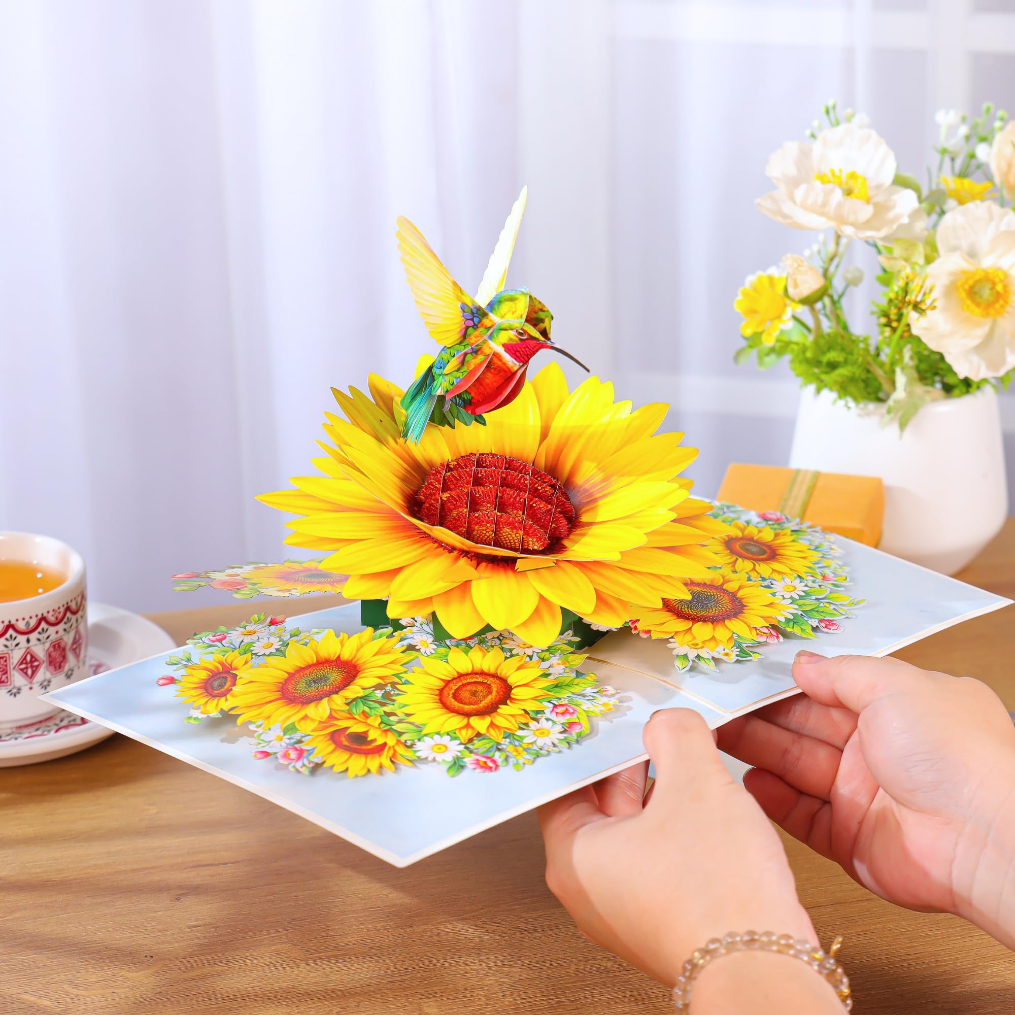 Muttertagskarten mit Kolibri-Sonnenblume, 3D-Pop-Up-Geburtstagskarte für Frauen, Mutter, Ehefrau, Tochter, sie, Schwester, Freundin, Oma, ideales Geschenk zum Valentinstag, Dankeschön, Genesung