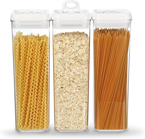 Felli Flip Tite TALL - Recipiente de almacenamiento alto con tapa de 4 pulgadas hermético y anillo superior de fácil apertura, tarro delgado de