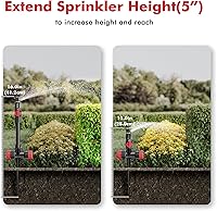 Vista 6 de RESTMO Sistema de Aspersores Sobre el Suelo con Base de Punta Metálica, Kit de Riego Flexible DIY, Aspersor de Césped Multi-Ajustable y Juego