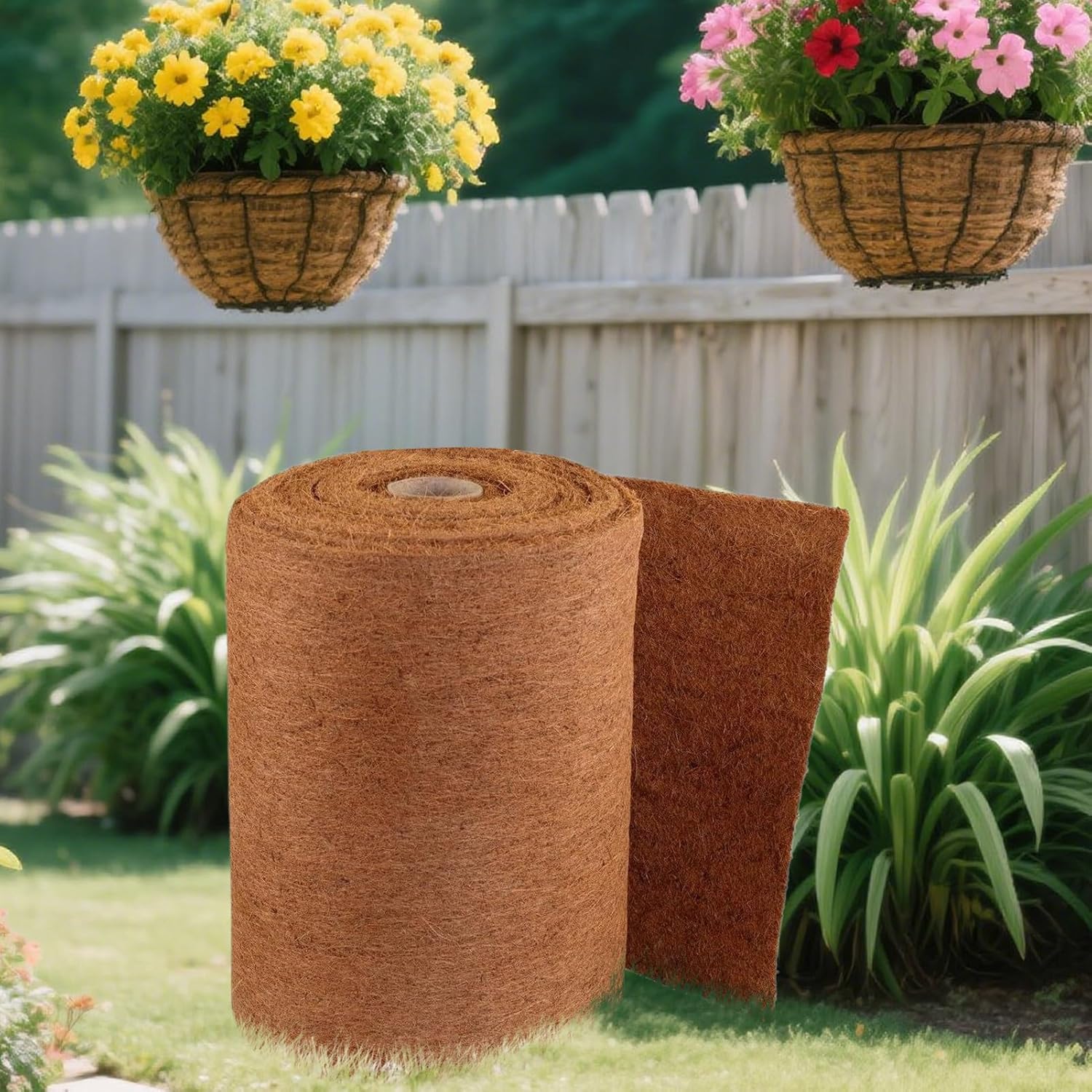 Coco Liner Roll - Natural Fiber Plant Pot Mat, Lightweight Breathable Non-Slip Coco Planter Liners for Indoor Outdoor Gardening, Flower Pots, Garden Beds, Carpet-Like Ground Cover | Plant Growth Acces