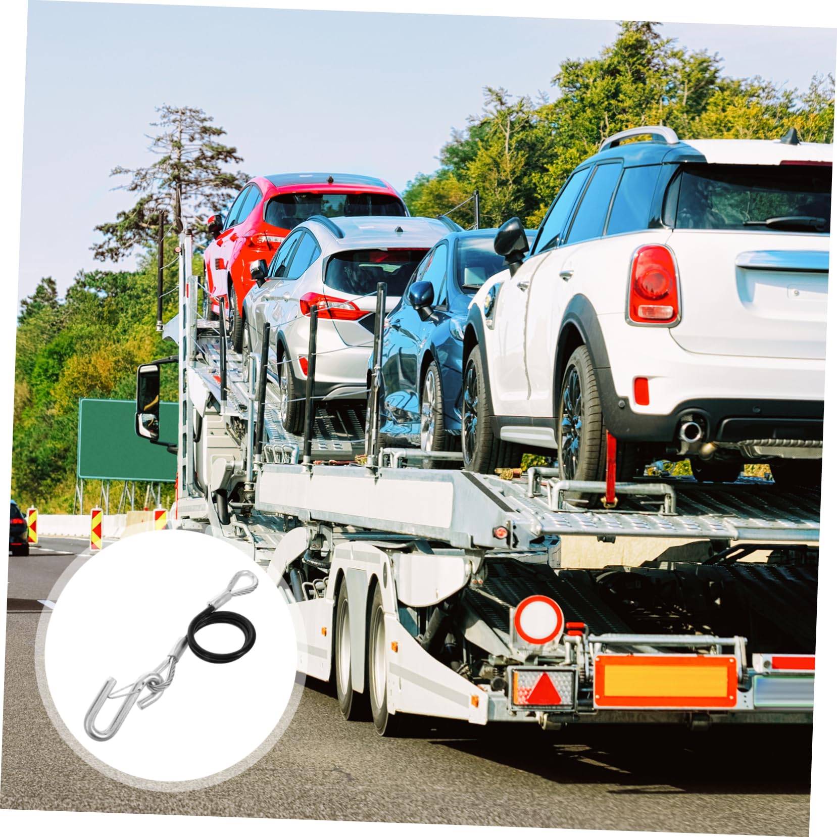 Trailer Sicherheitsseil aus Federstahl Zugfestigkeit mit Haken Robustes Selbstaufrollendes Anhängerseil für Schwere Zuglasten und Autoanhänger Einfache Montage Langlebige Zugkette