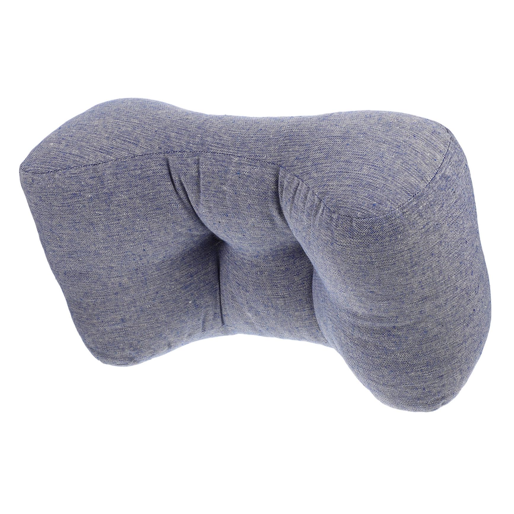 Coussin Lombaire Bleu en Lin et Coton PP pour Bureau et Voiture