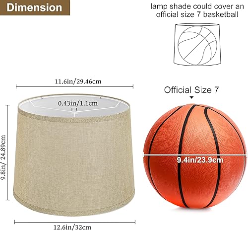 Miniatura 56 de Juego de 2 pantallas de lámpara azules para lámparas de mesa, lámparas de pie, 11.6 pulgadas superior x 12.6 pulgadas inferior x 9.8 pulgadas
