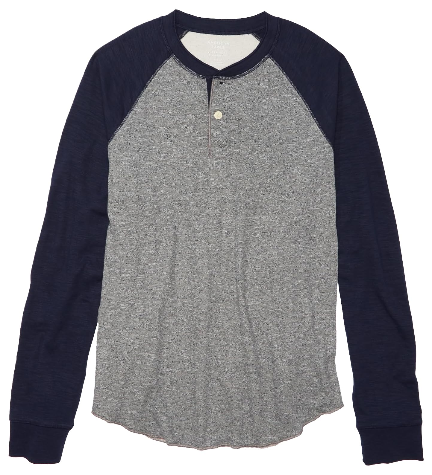 American EagleMens U-4171-3369-410 Super Soft Legend Long-Sleeve Raglan Henley T-Shirt L Navy