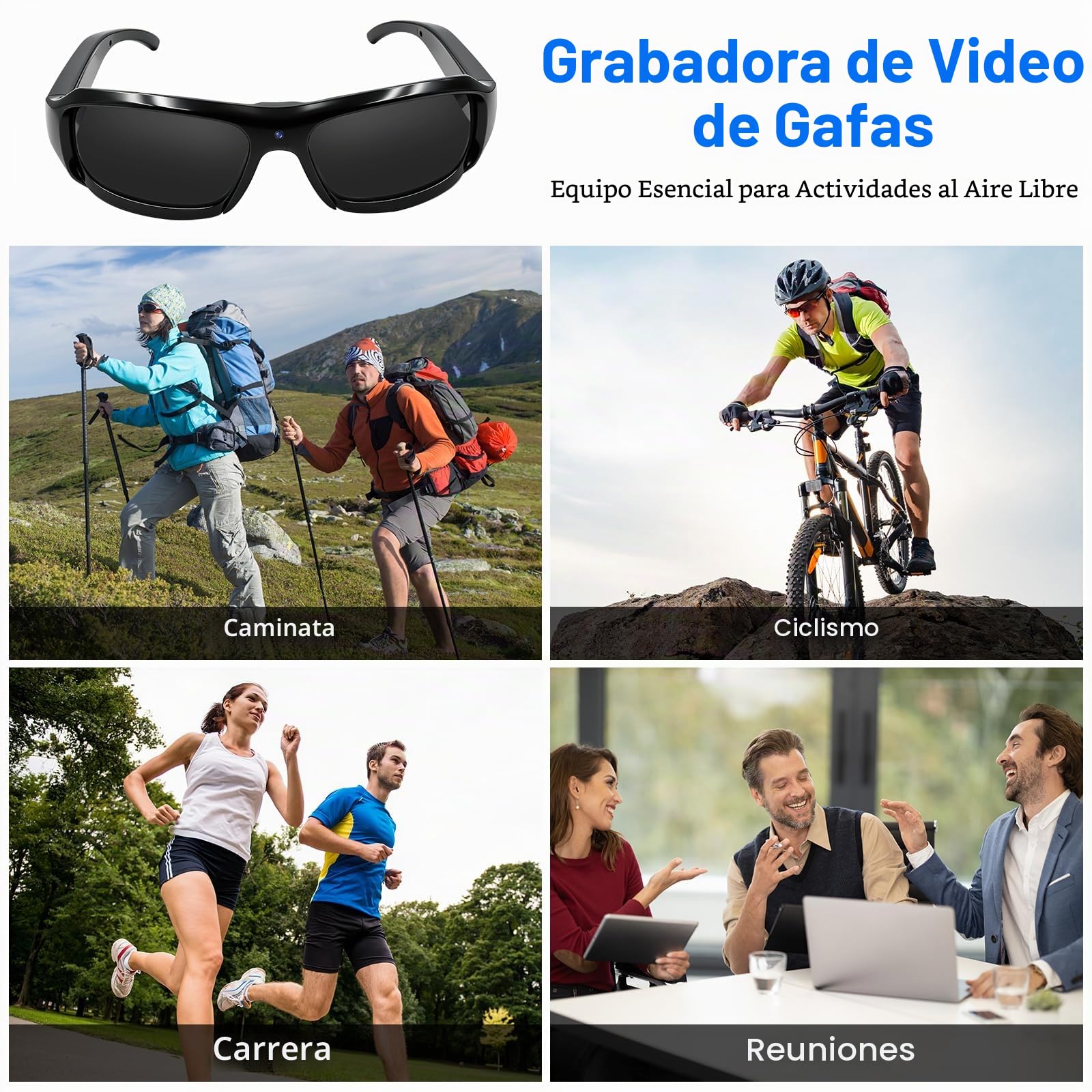 MiniCamara Oculta Camuflad,16 GB Cámara Espía Gafas | 1080P cámara Oculta de Acción, 75 minutos,IPX5, Operación de un Botón, Para Ciclismo Pesca Motocicleta
