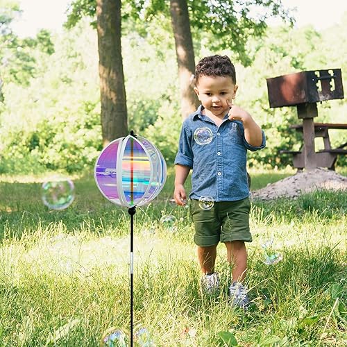Miniatura 5 de FONMY Hilandero de viento Haning, bola de observación, escultura de viento 3D para exteriores, fabricante de arco iris reflectante, regalo para