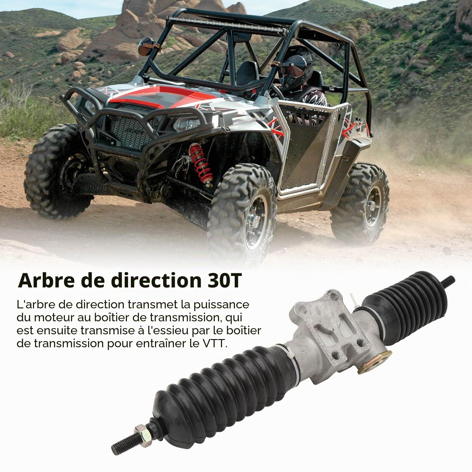 Arbre de Direction 30T, Arbre de Direction 420mm 30T Performance Stable Haute sensibilité Universelle pour ATV UTV Go Kart