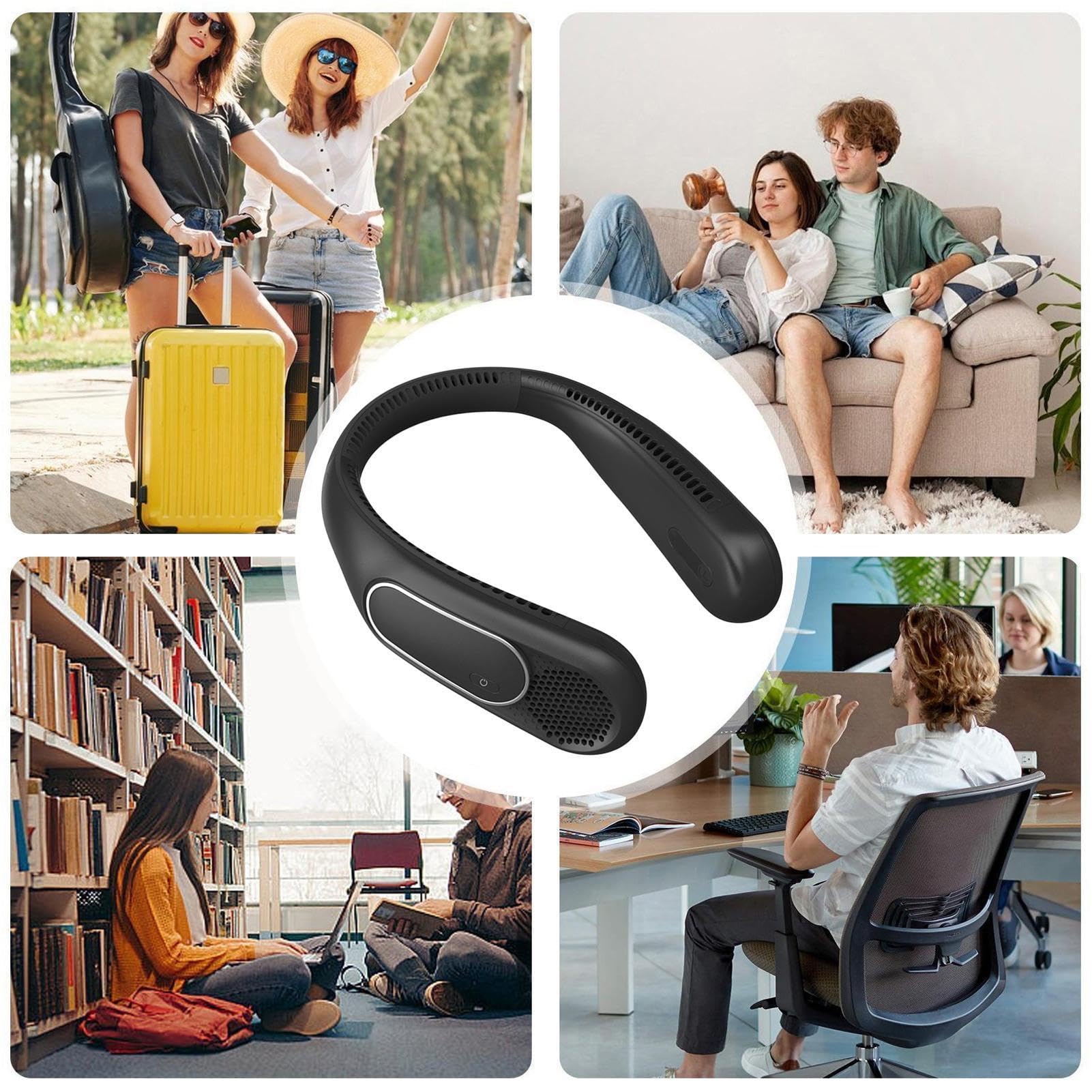 Ventilador de Cuello Portátil Recargable Portátil sin Aspas 3 Velocidades