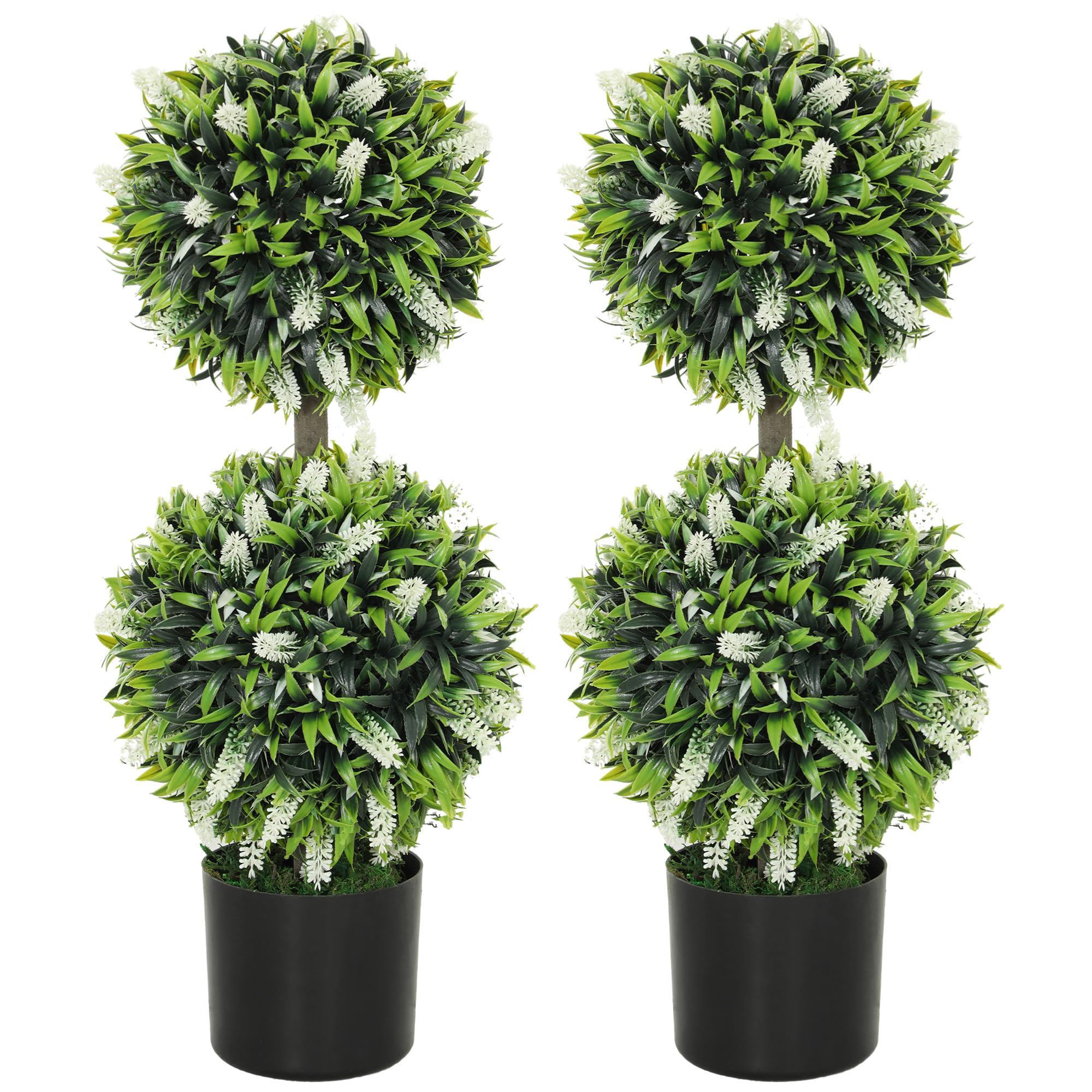 Portland White Lavender Artificial Plant in Pot - 2 Pack - Plastic - New