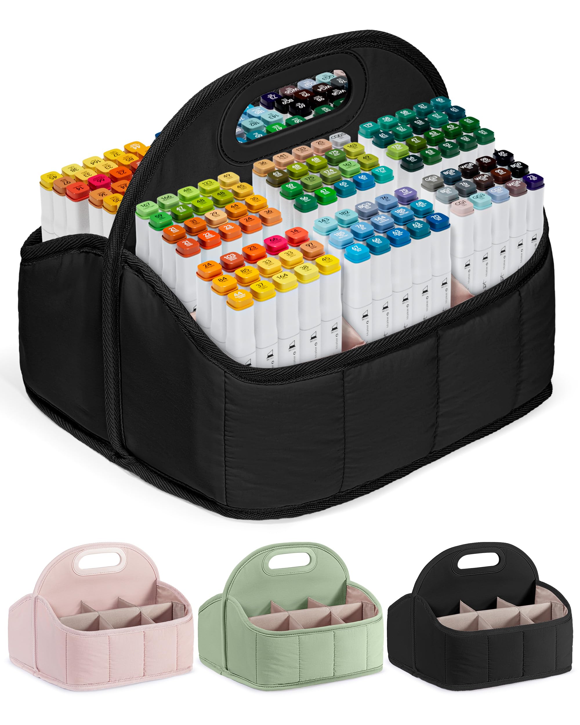 Rexmica Large Marker Caddy Organiser Fit for 210-400 Markers, Marker Organiser Case for Adults, Multipurpose Caddy Bag for Cosmetics, Sewing, Art Craft Supplies, (Bag Only, Accessories Not Included)