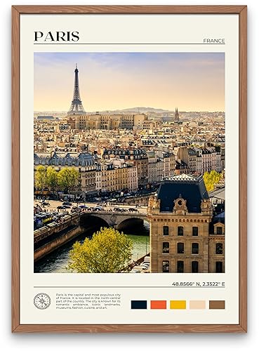 StudioUBILA Paris Wall Art Poster, Decorative Cityscape Landscape Art Prints, Home Decor Wall Art Print for Bedroom Living Room Kitchen Decorations, Unframed - 16L" x 20W"