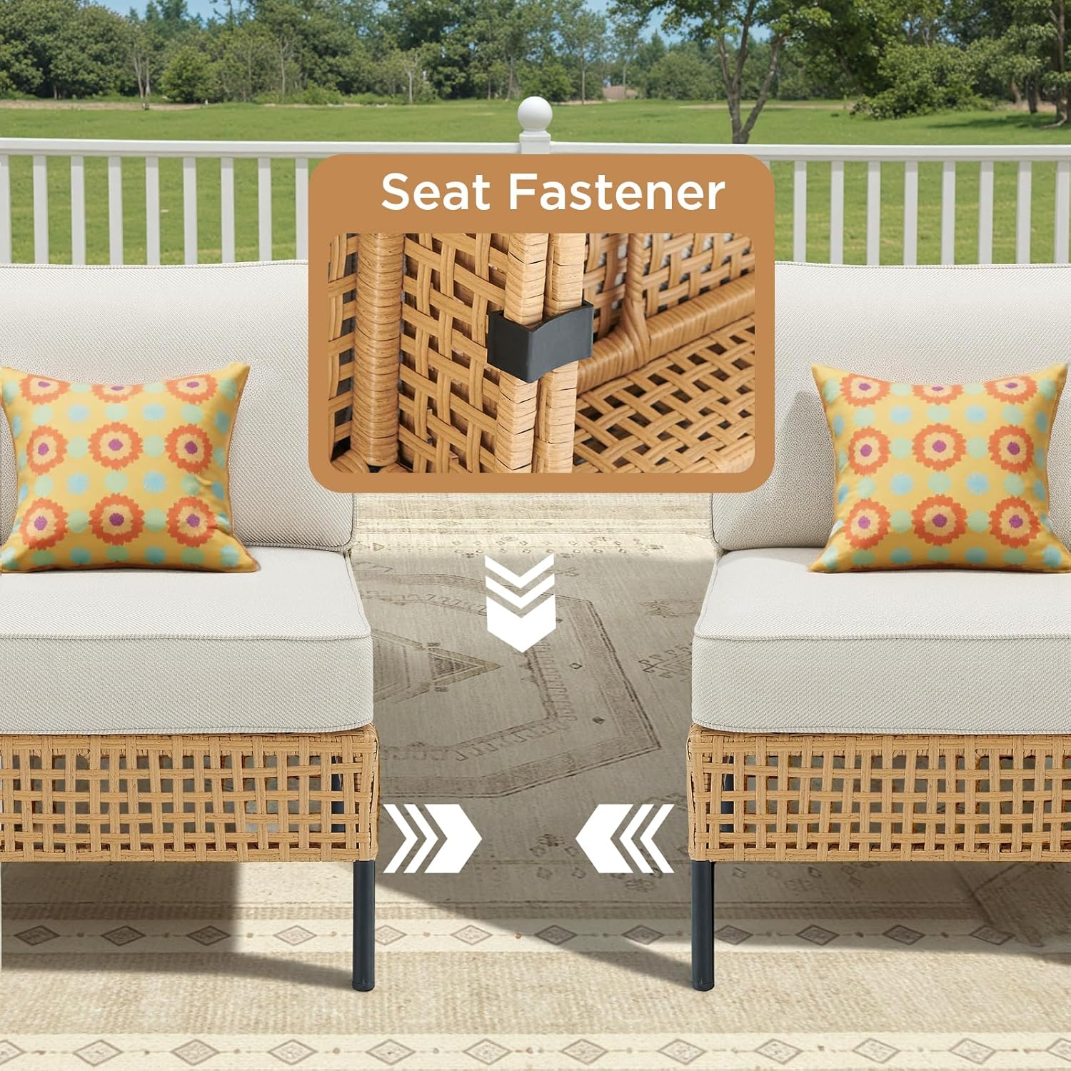 Belord Patio Sectional Furniture Set 6-Piece, Waterproof Outdoor Seating Furniture with Thick Cushions, Wicker Conversation Set for Garden, Poolside