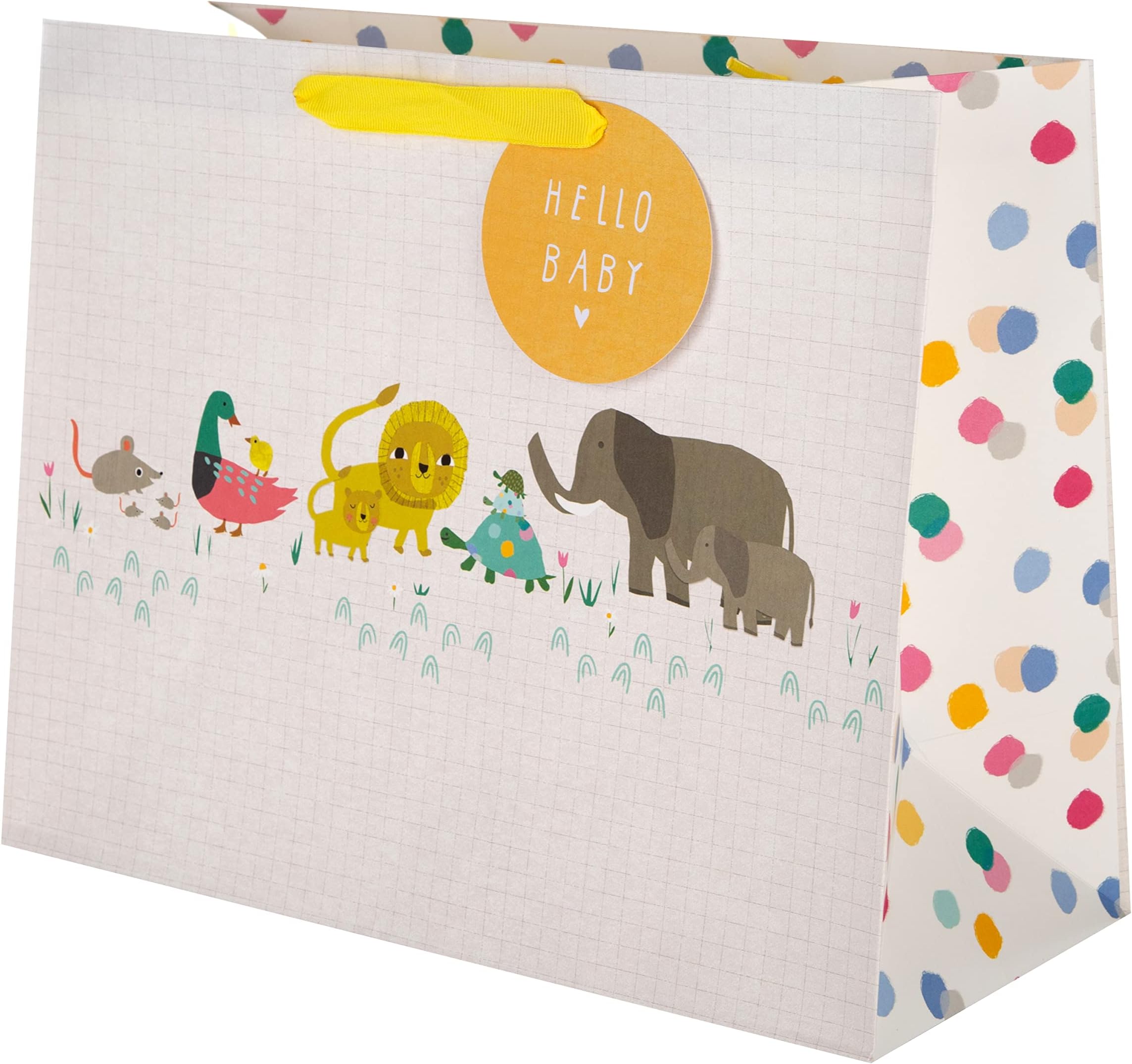 New Baby Large Gift Bag for Boy & Girl, Safari Design with Gift Tag