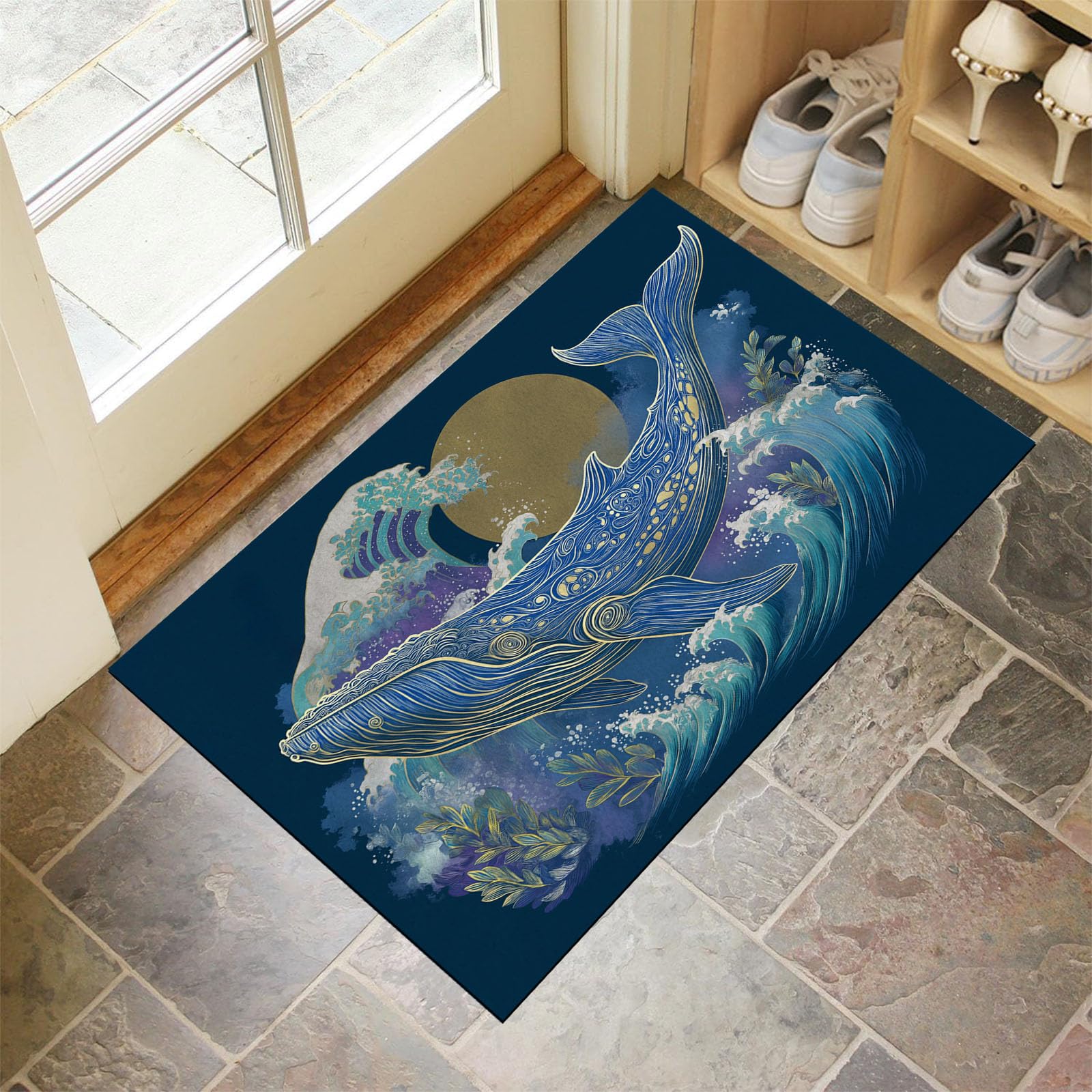 Paillasson Style Hokusai Tapis de Sol Intérieur Piège à Saletés